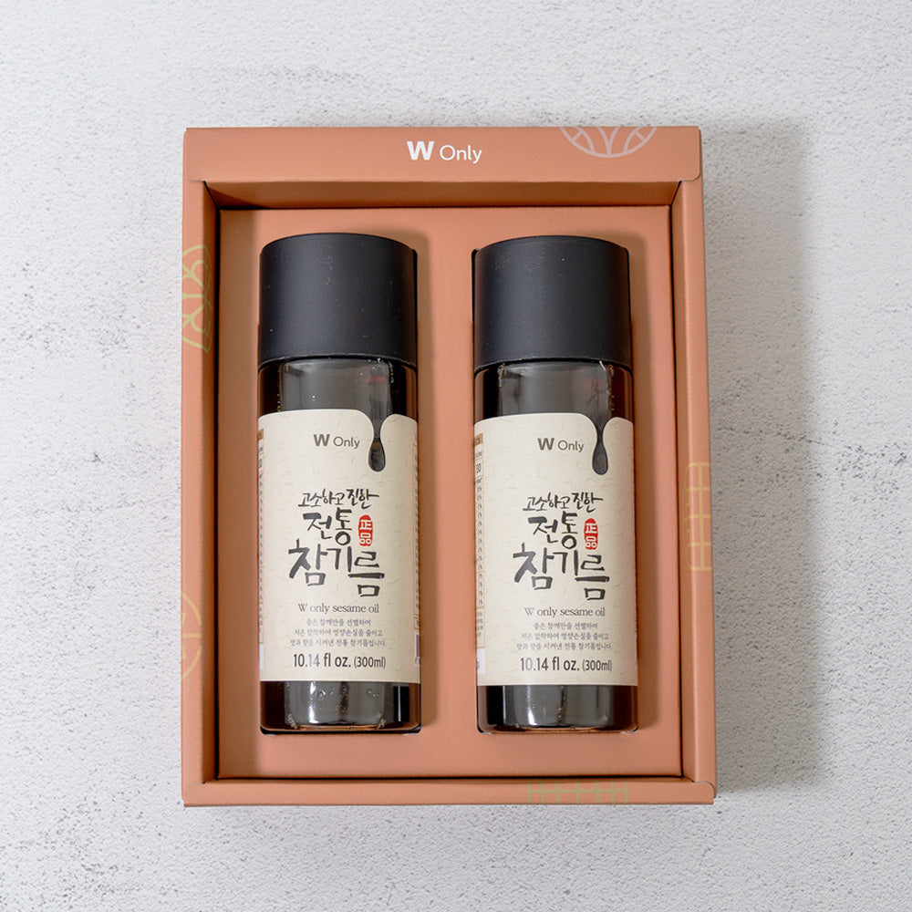 옛향기마을 전통참기름 선물세트 600ml (300ml x 2병)