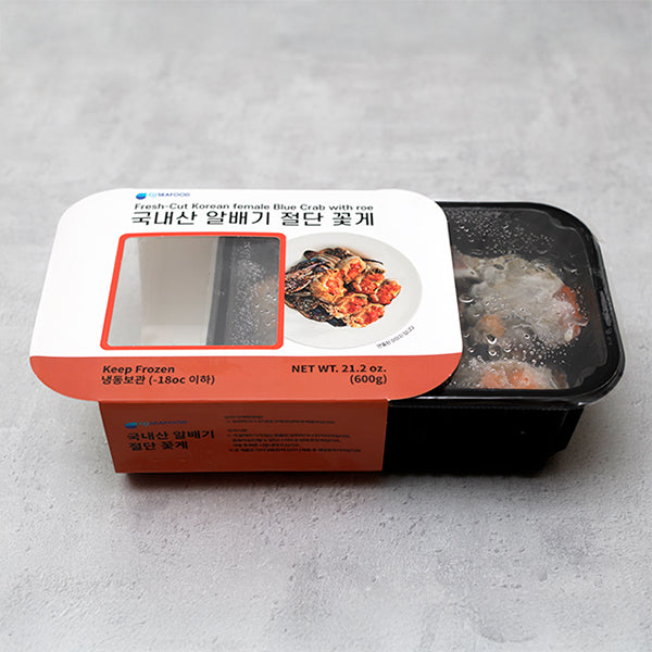 Fresh-Cut Korean female Blue Crab With roe 600g