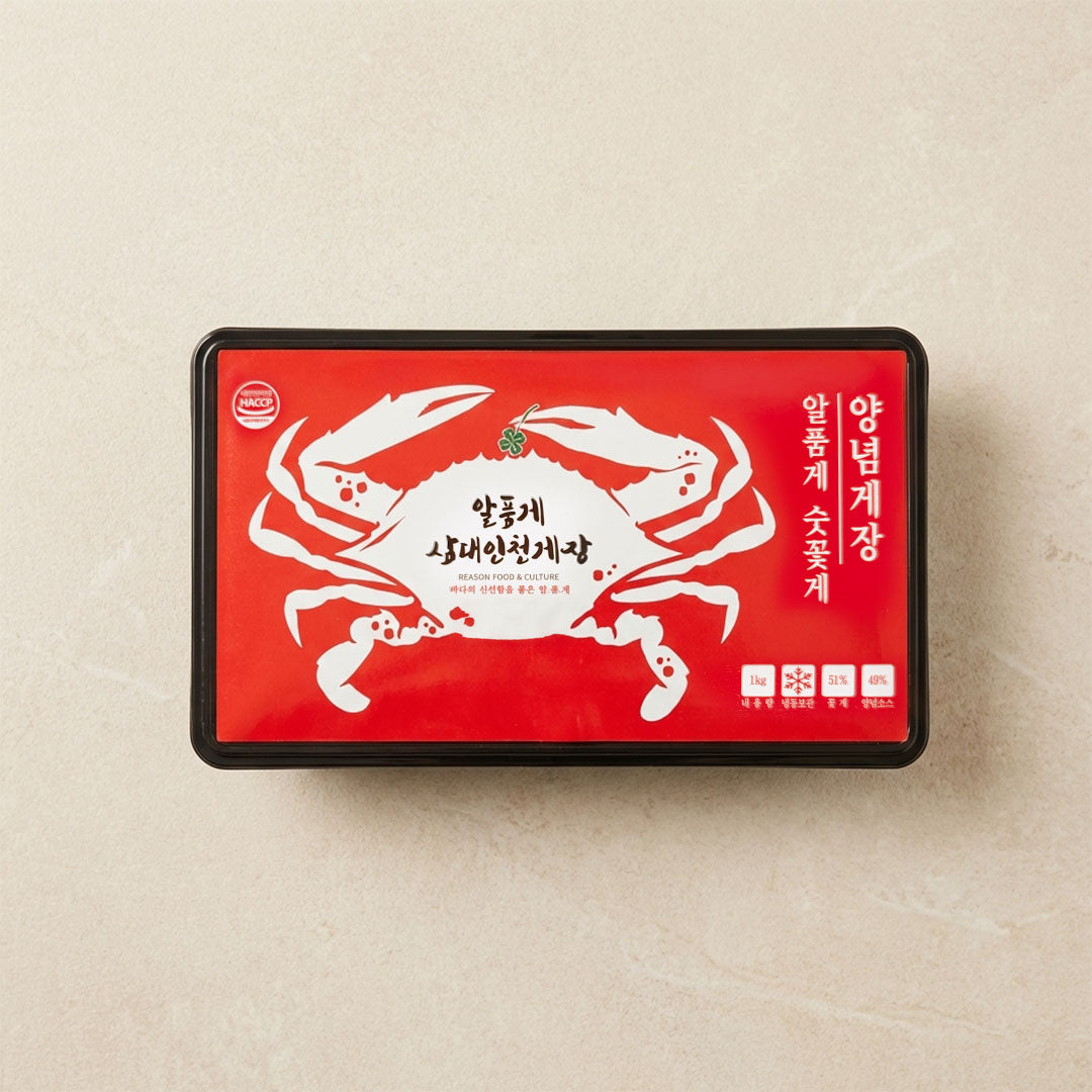 [신규] 이유에프앤씨 알품게 숫꽃게 양념게장 1kg - Spicy sauce marinated crab