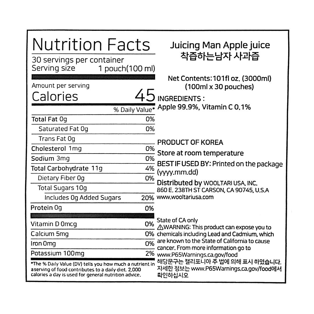 경북햇살농원 착즙하는남자 사과즙 스파우트 30포/1박스 3000ml