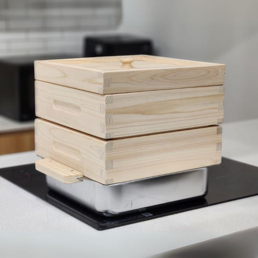Cypress wood steamer 2-tier full set Hinoki steamer 7kg