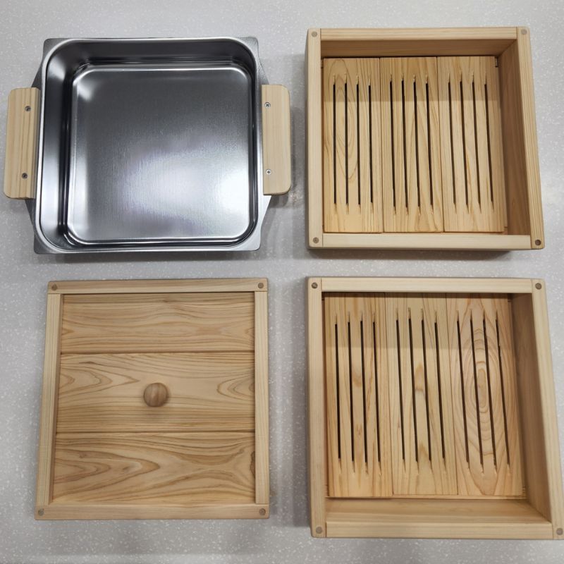 Cypress wood steamer 2-tier full set Hinoki steamer 7kg